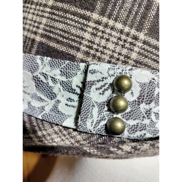 Brown plaid wool blend fedora hat - Picture 3 of 7